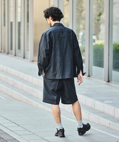 亞麻棉鬆緊休閒短褲