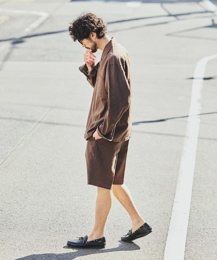 亞麻棉鬆緊休閒短褲