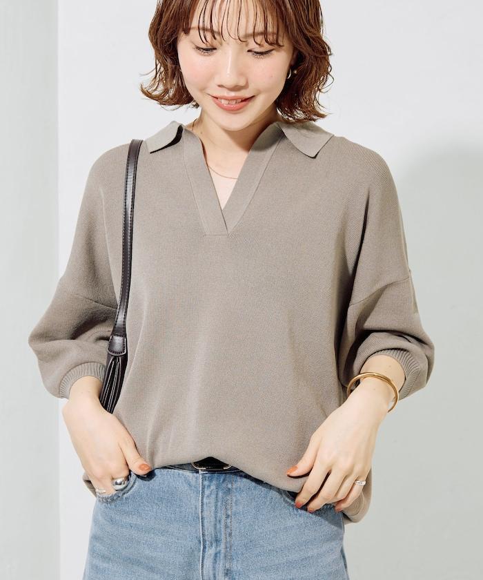 短袖Polo領開襟夏季針織上衣