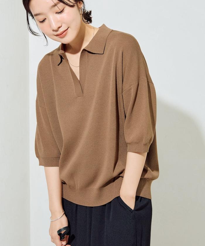 短袖Polo領開襟夏季針織上衣