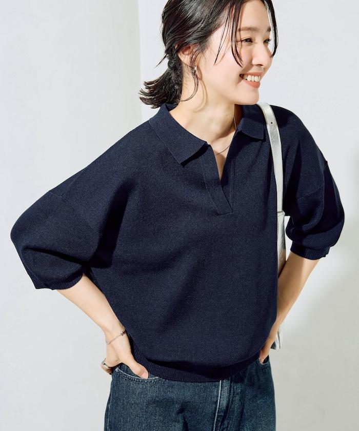 短袖Polo領開襟夏季針織上衣