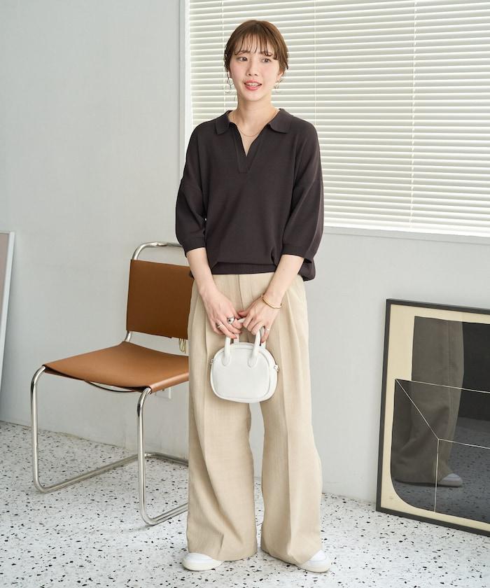 短袖Polo領開襟夏季針織上衣