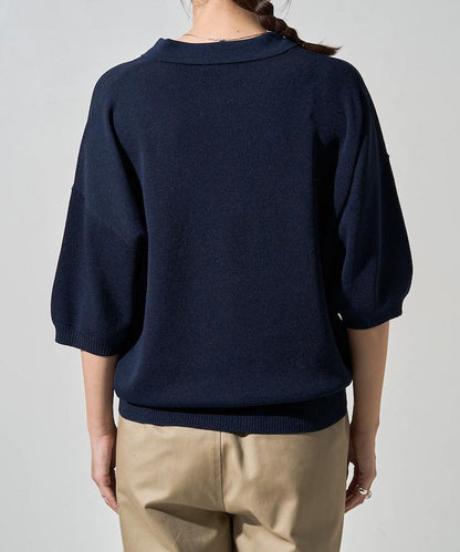 短袖Polo領開襟夏季針織上衣