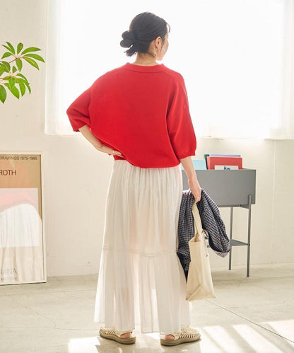 短袖Polo領開襟夏季針織上衣