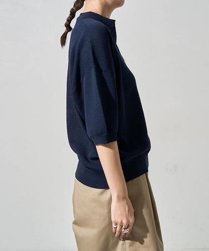 短袖Polo領開襟夏季針織上衣