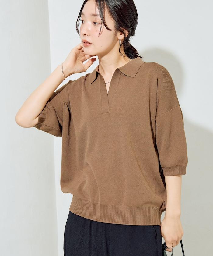 短袖Polo領開襟夏季針織上衣