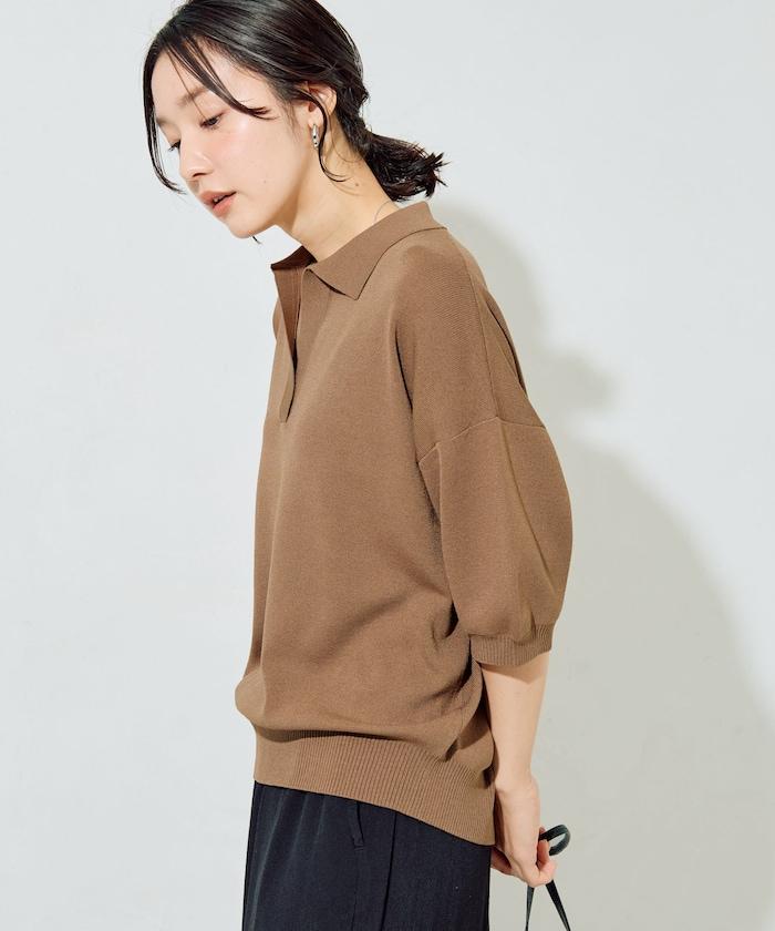 短袖Polo領開襟夏季針織上衣