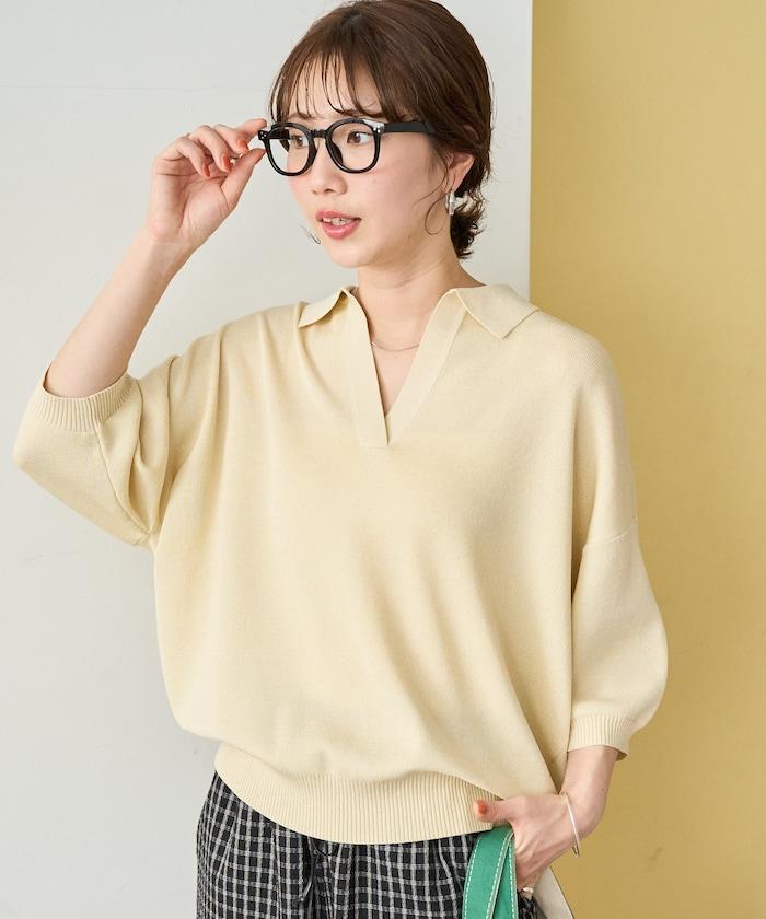 短袖Polo領開襟夏季針織上衣