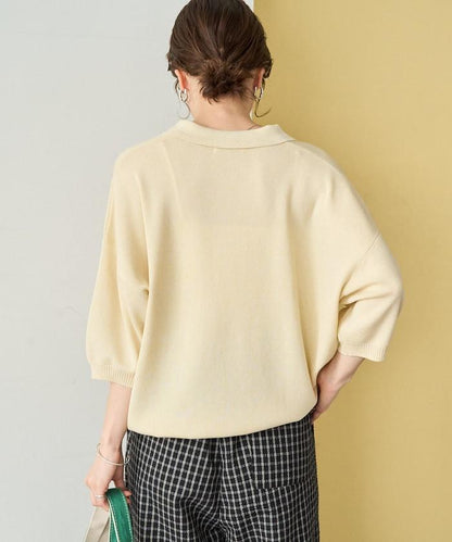 短袖Polo領開襟夏季針織上衣