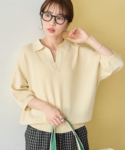 短袖Polo領開襟夏季針織上衣