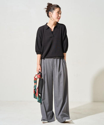 短袖Polo領開襟夏季針織上衣