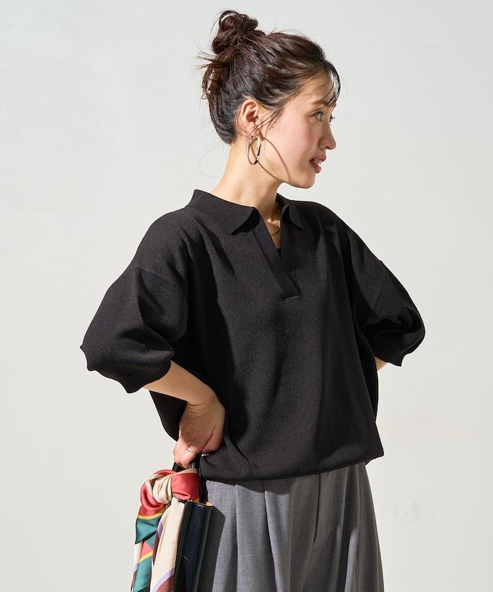 短袖Polo領開襟夏季針織上衣