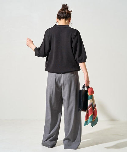 短袖Polo領開襟夏季針織上衣