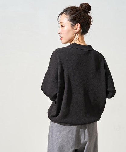 短袖Polo領開襟夏季針織上衣