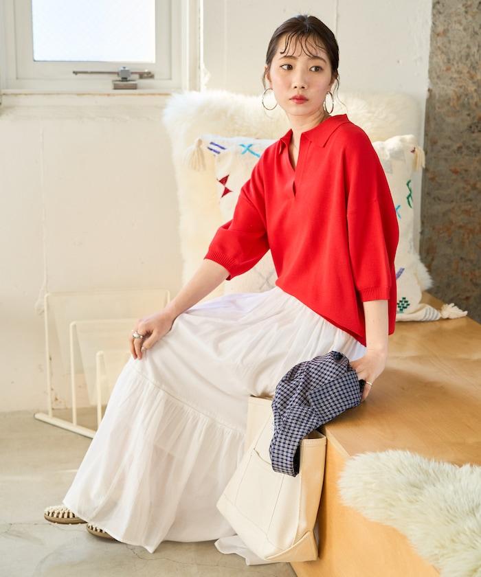 短袖Polo領開襟夏季針織上衣