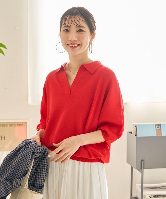 短袖Polo領開襟夏季針織上衣