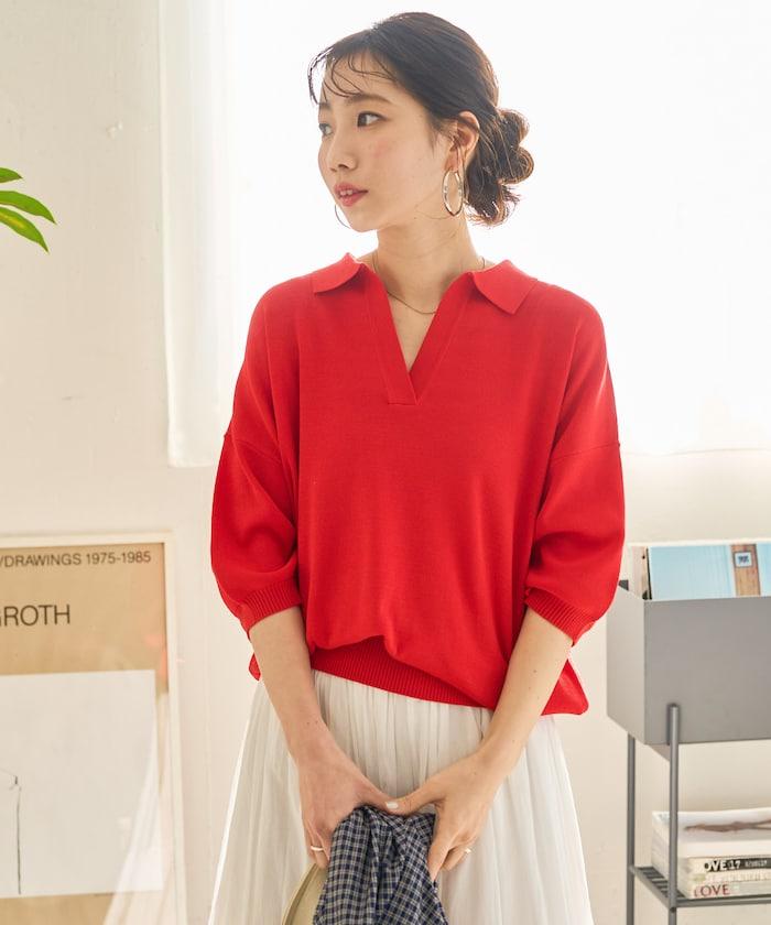 短袖Polo領開襟夏季針織上衣