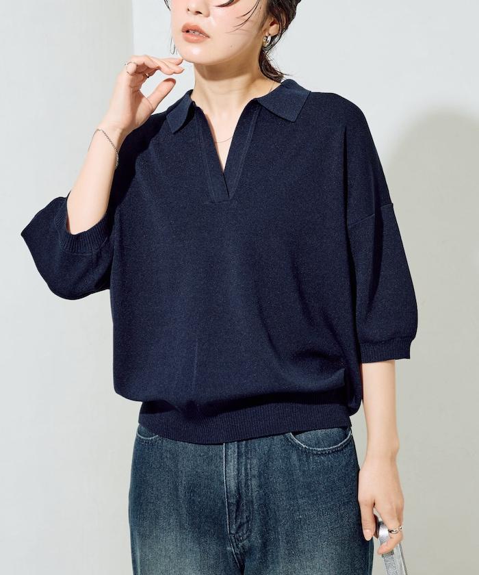 短袖Polo領開襟夏季針織上衣