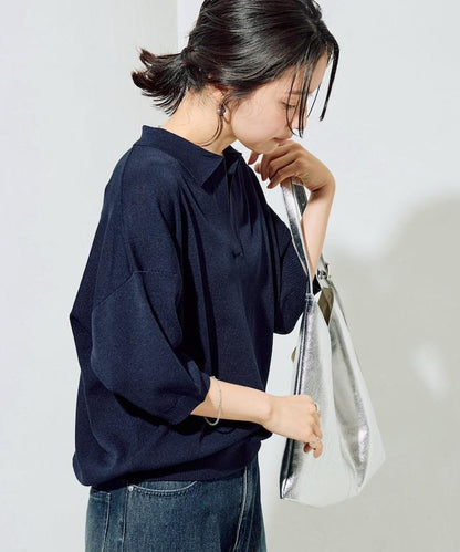 短袖Polo領開襟夏季針織上衣