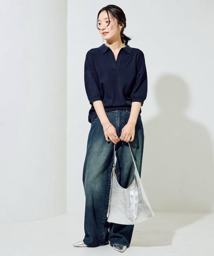 短袖Polo領開襟夏季針織上衣