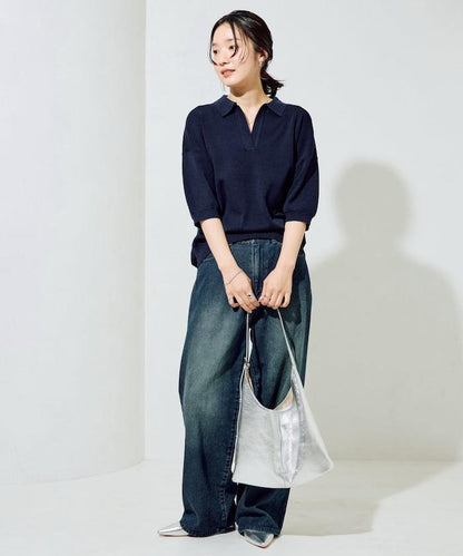 短袖Polo領開襟夏季針織上衣