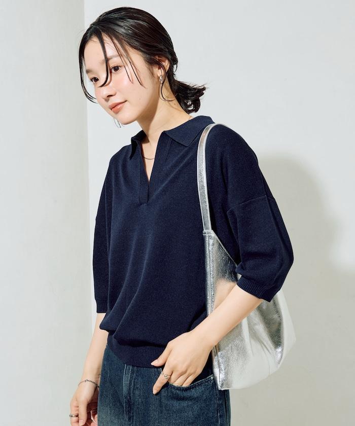 短袖Polo領開襟夏季針織上衣