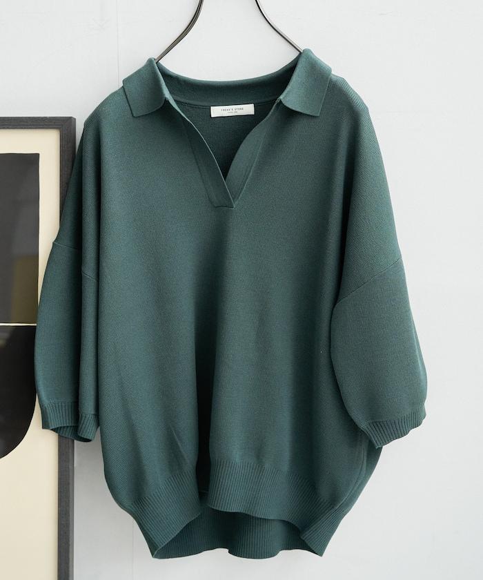 短袖Polo領開襟夏季針織上衣