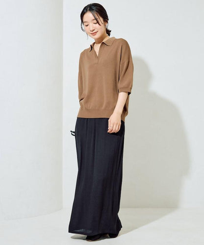 短袖Polo領開襟夏季針織上衣