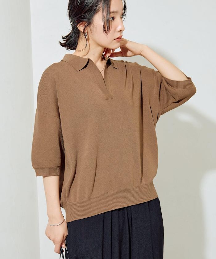 短袖Polo領開襟夏季針織上衣