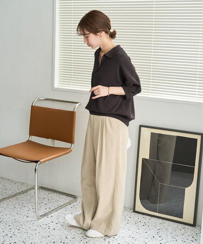 短袖Polo領開襟夏季針織上衣