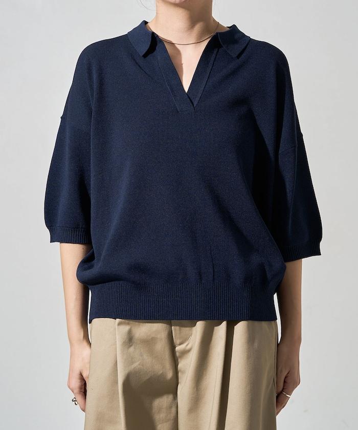 短袖Polo領開襟夏季針織上衣