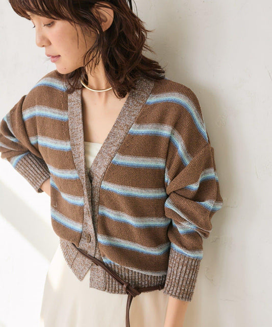 存在感突出 多色條紋 針織開衫