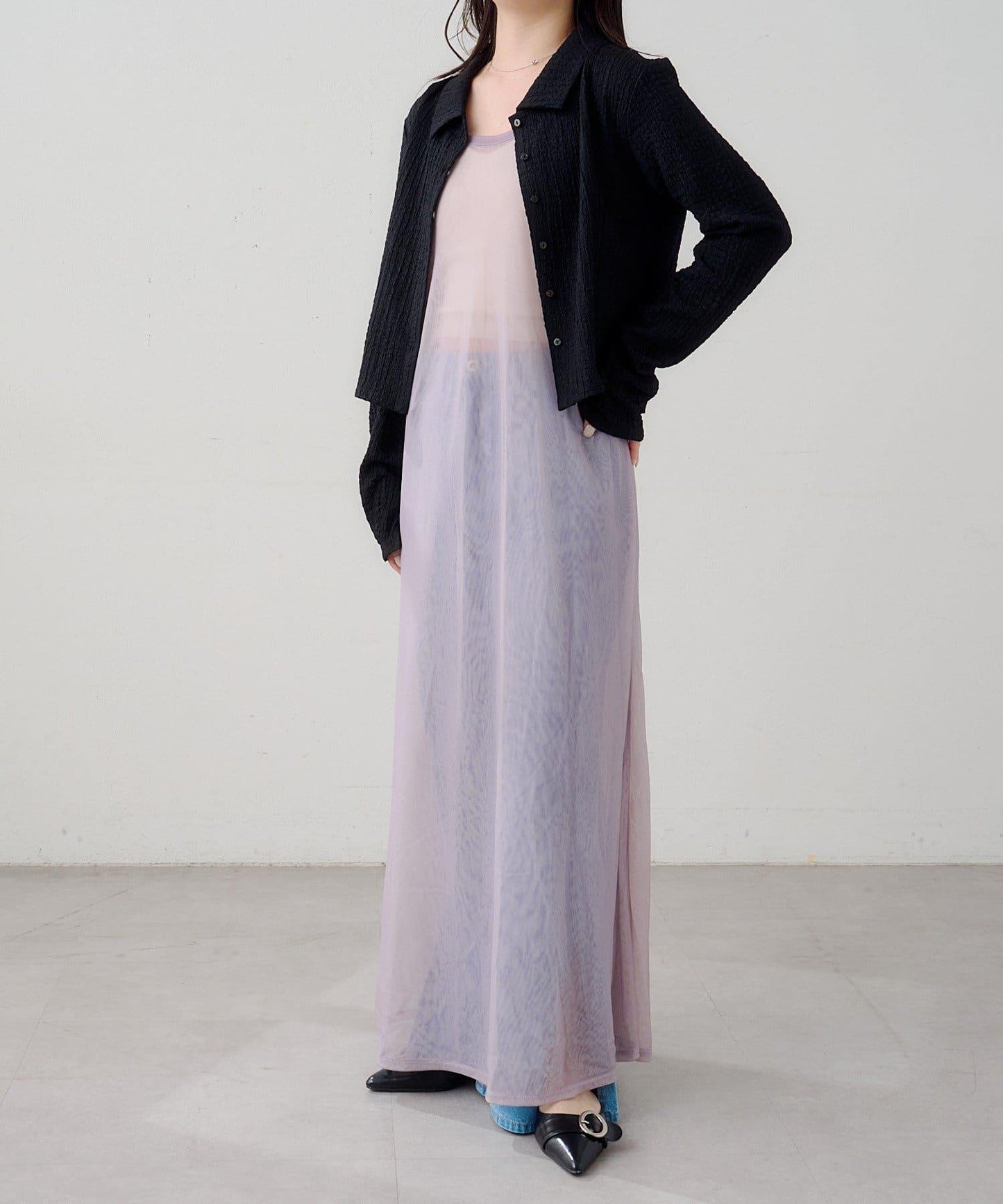 B 透感雙面設計連衣裙