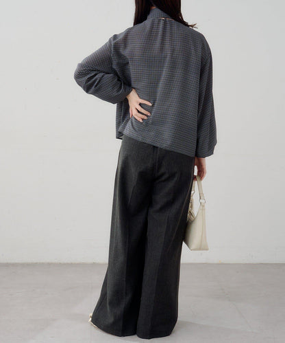 B 透感格紋 蝴蝶結設計 襯衫