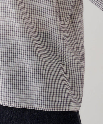 B 透感格紋 蝴蝶結設計 襯衫