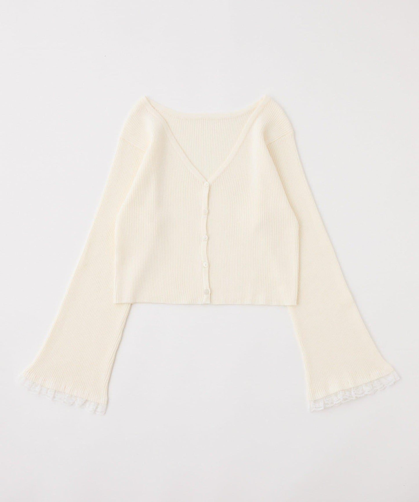 袖部蕾絲拼接 針織開衫