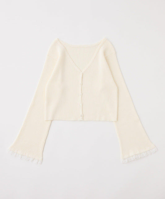 袖部蕾絲拼接 針織開衫