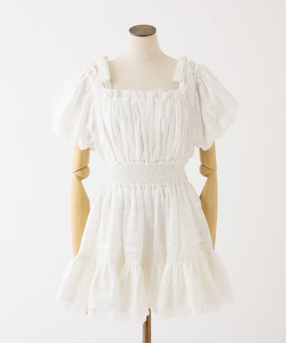 甜美荷葉邊短袖長款上衣