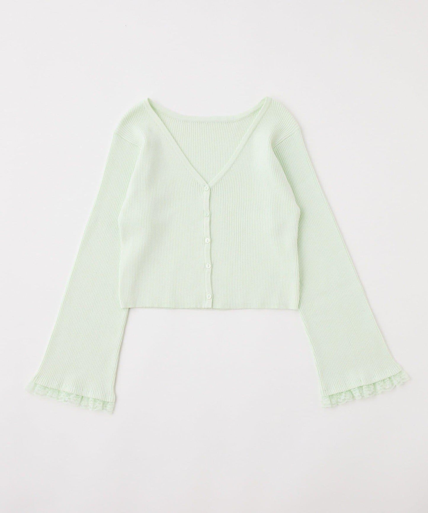 袖部蕾絲拼接 針織開衫