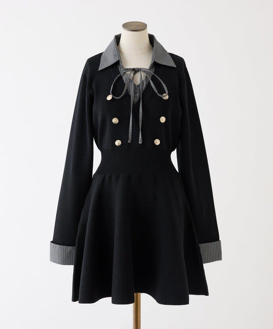 襯衫拼接短款連衣裙