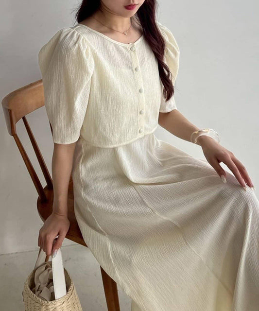 復古褶皺連衣裙