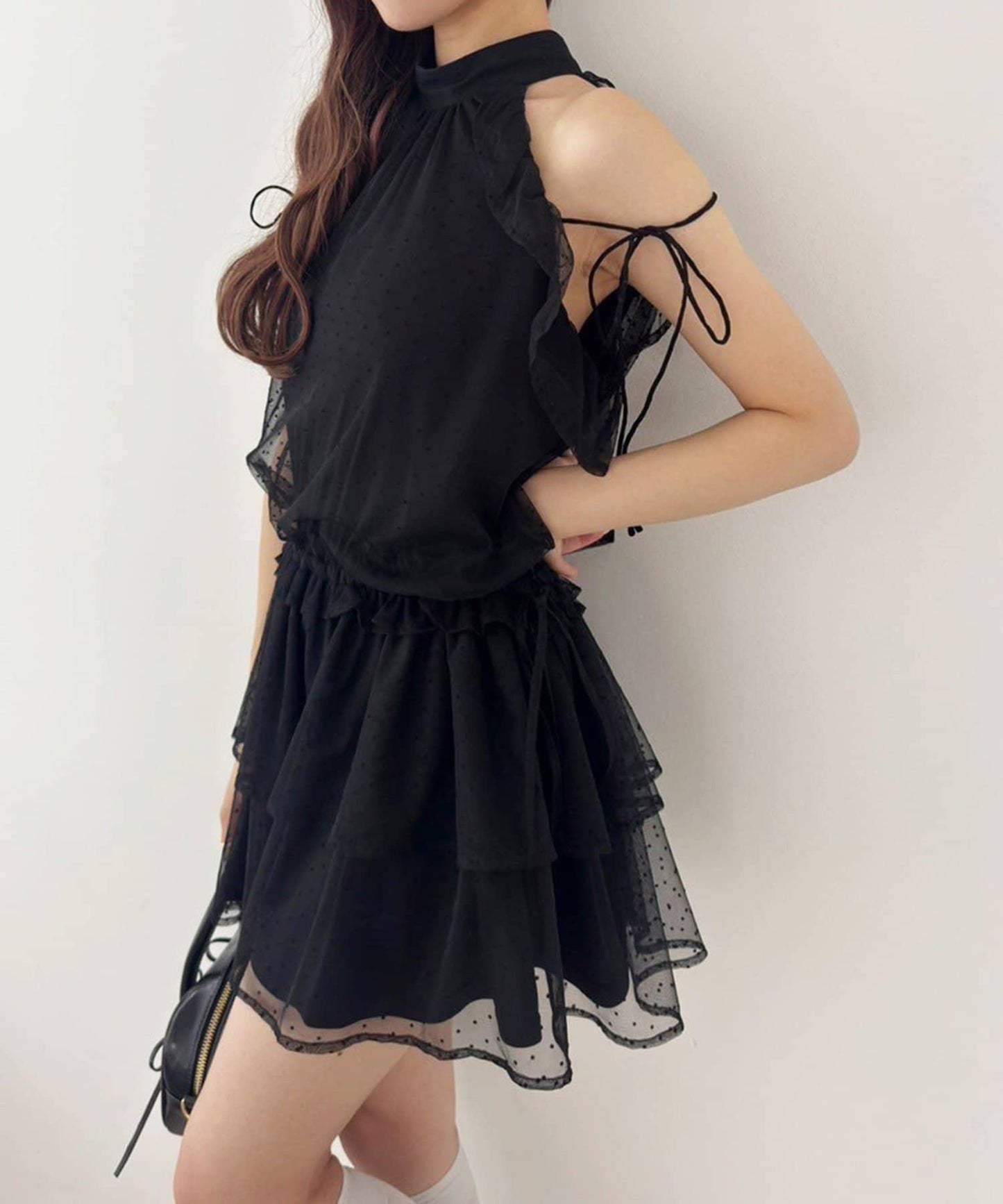 美式背心領迷你連衣裙