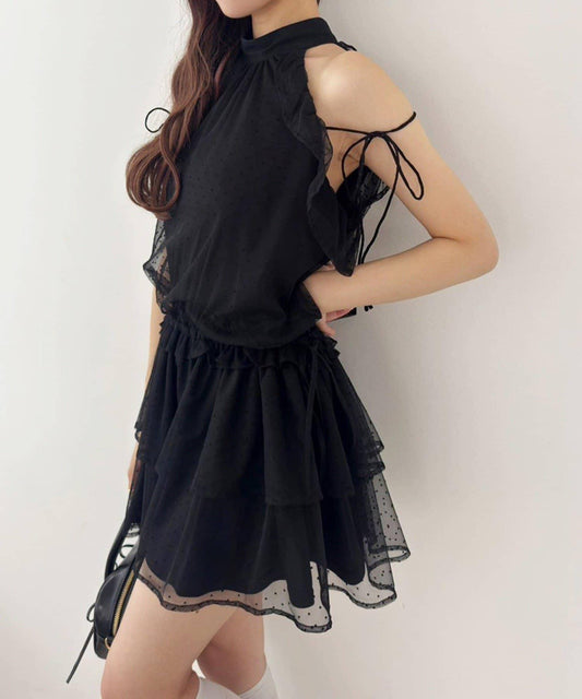 美式背心領迷你連衣裙