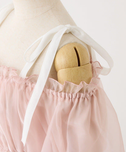 甜美荷葉邊短袖長款上衣