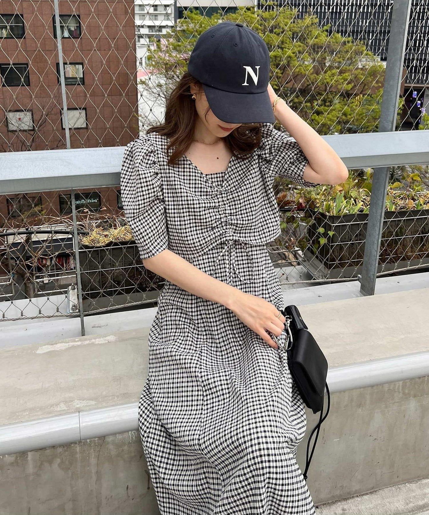 復古褶皺連衣裙