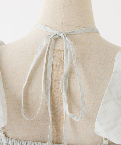 肩部蝴蝶結收褶設計連衣裙