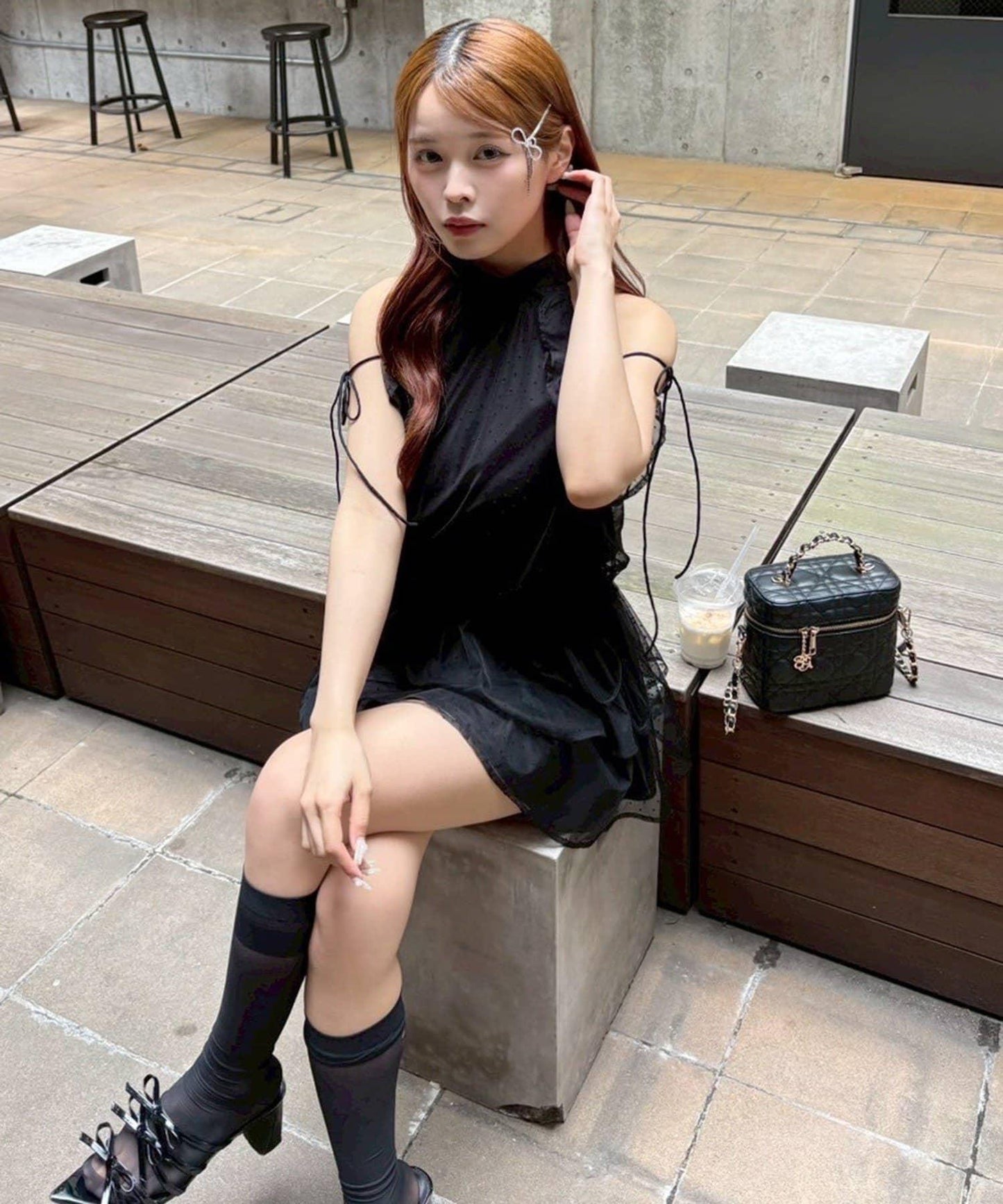 美式背心領迷你連衣裙