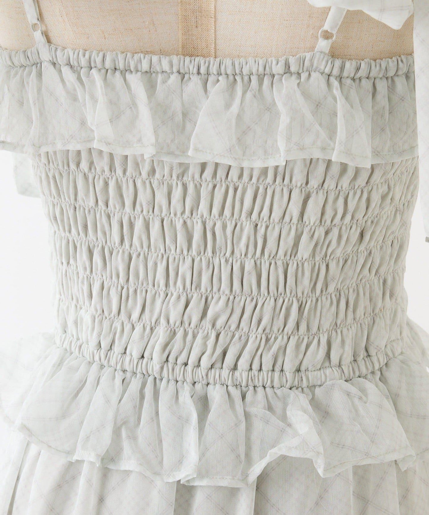 肩部蝴蝶結收褶設計連衣裙