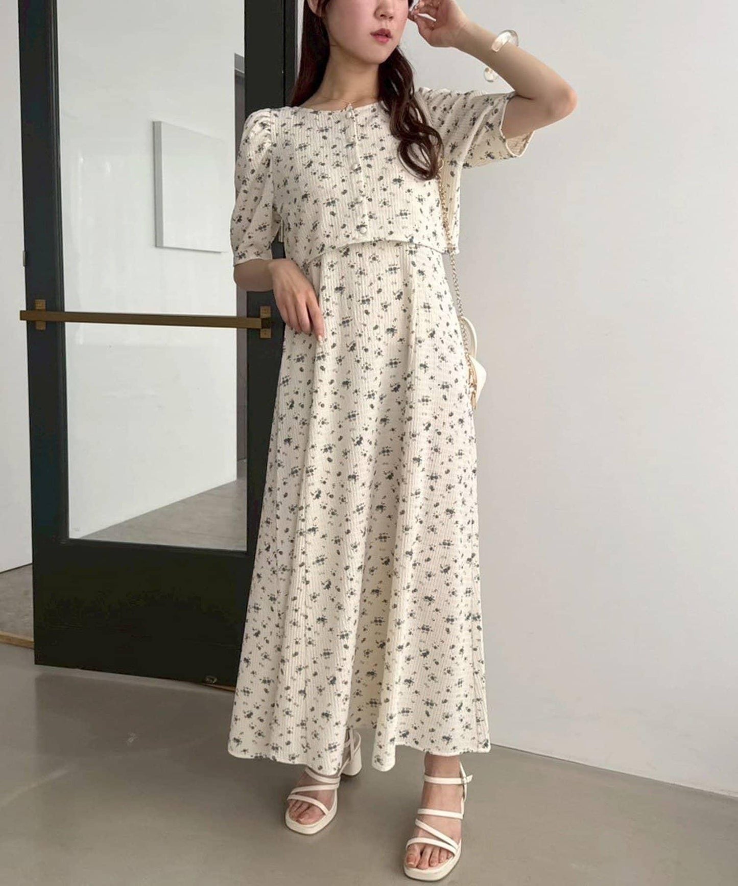 復古褶皺連衣裙