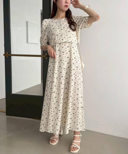 復古褶皺連衣裙